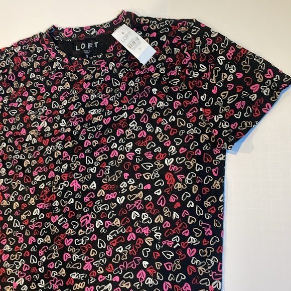 Loft Women’s Valentine’s Day Heart Short Sleeve T-Shirt Top Small - Picture 3 of 5